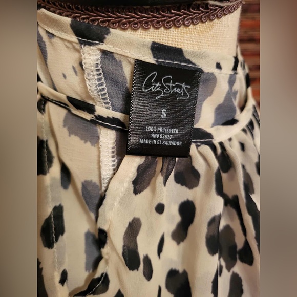 City Streets Sheer Black and Cream Leopard Blouse - Picture 2 of 5
